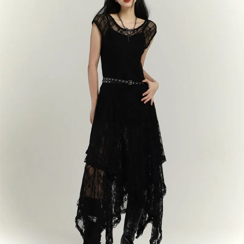 

High Cold Adult Lady like Woman Style Retro Lace Dress Women's Dark Style Women's Gothic Style