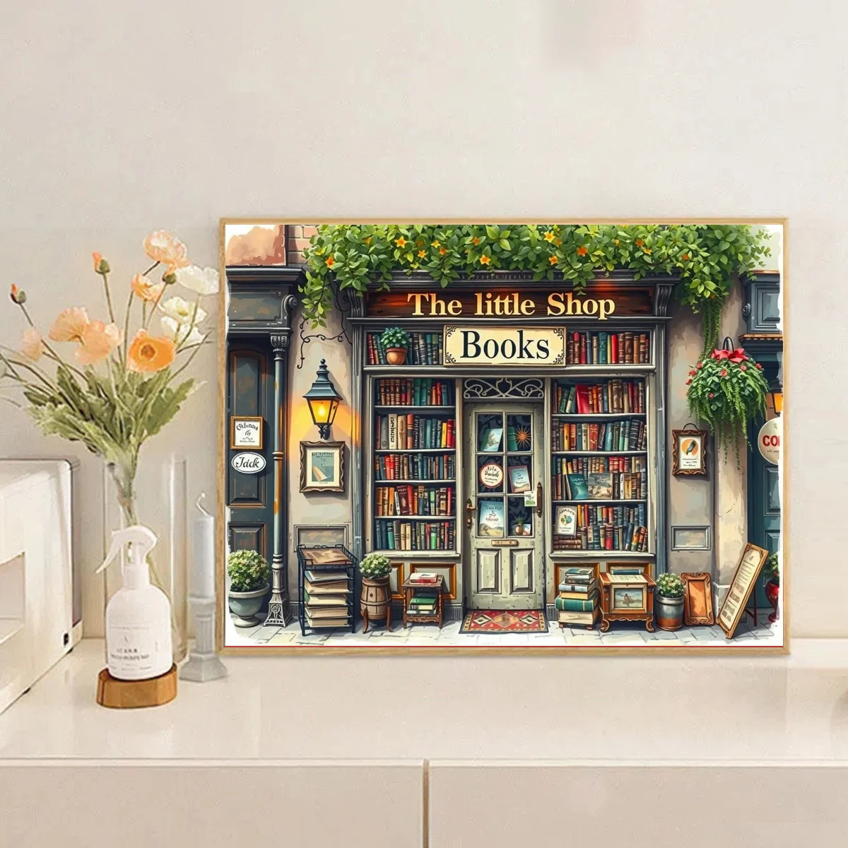 

1 шт., 30x40 см/11,8x15,7 дюйма, набор инструментов для вышивки крестом «сделай сам», без рамки, красивый книжный магазин и набор для вышивания украшений дома