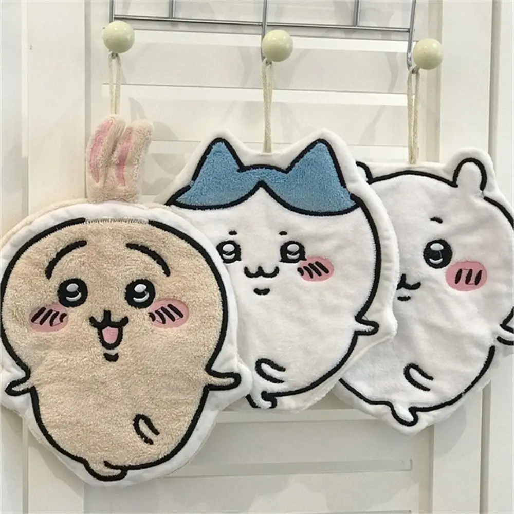 jiyi Hand Towel Coral Fleece Hanging Absorbent Usagi Hachiware Towel Quick-drying Thickened Kitchen Cloth Soft Hand Towel