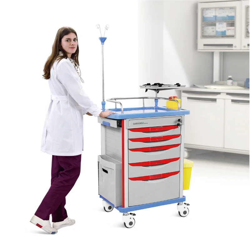 

SKR054-ET SAIKANG Multifunction ABS Plastic Hospital Anaesthesia Trolley Medical Medicine Drug Emergency Trolley