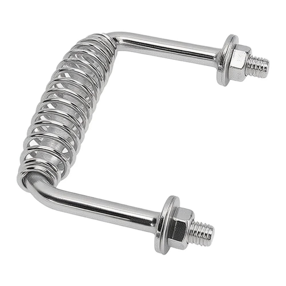 304 Stainless Steel Spiral Handle for Grilling Appliances Bolted Assembly Design 5 3/8 inch Length 1/2 inch Rod Diameter Silver
