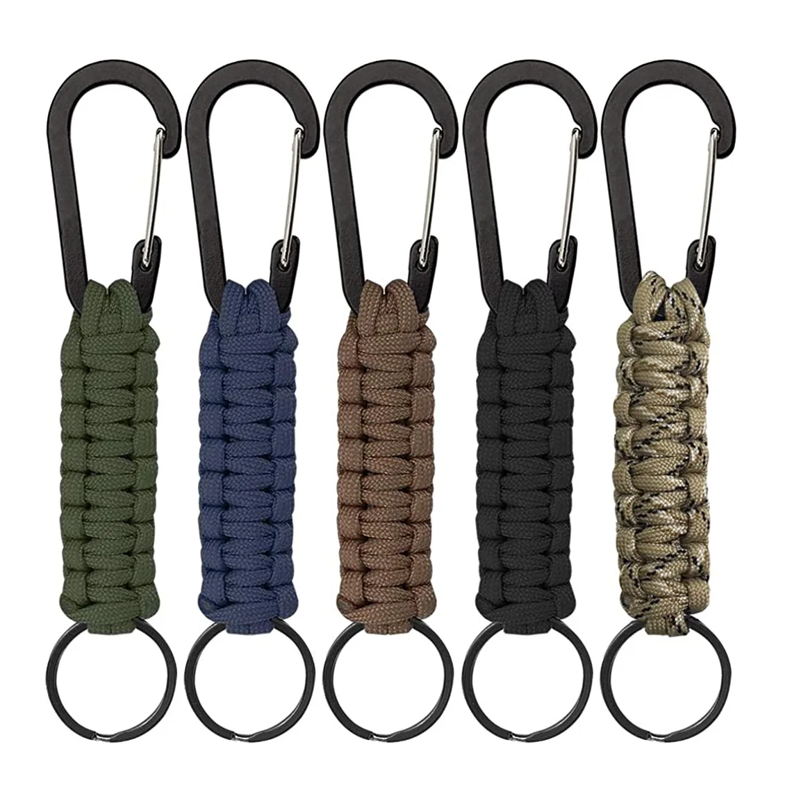 

100Pcs Paracord Key chains with Carabiner, Braided Lanyard Ring Hook Clip for Keys Knife Flashlight Outdoor Camping Hiking