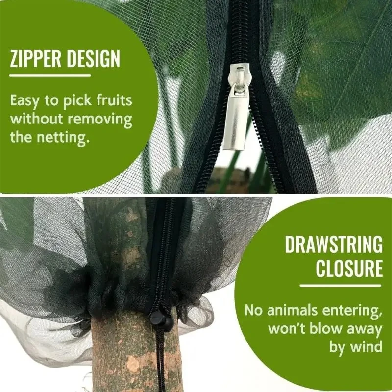 Fruit tree mesh bag with mesh zipper, garden net bird P9YB rope, thin