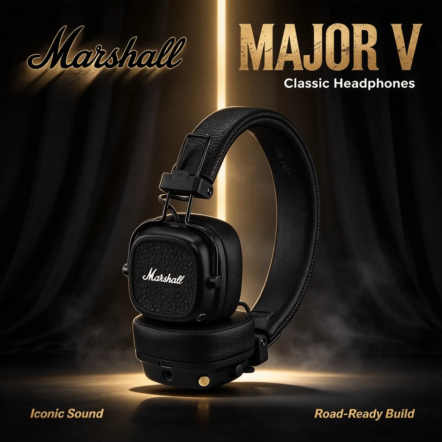 Marshall MAJOR V Wireless On-Ear Headset, Custom Dynamic Drivers, Retro Vintage Style, Bluetooth Multipoint Connection