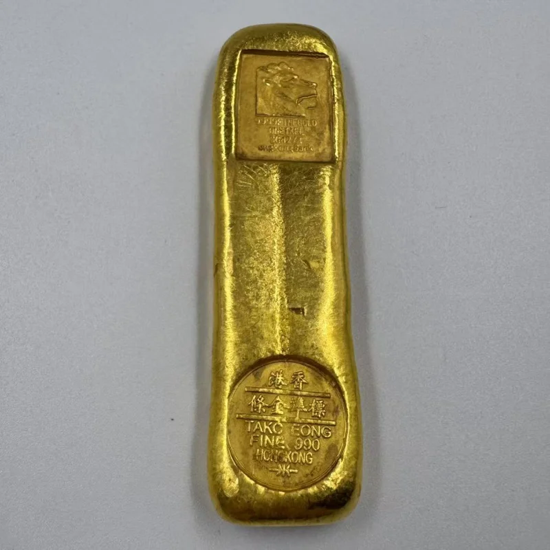 Antique-style gold ingot craft Hong Kong Lion Head Gold Bar Gold-colored brass material, not a gold propJ48