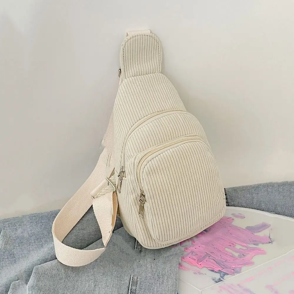

Gift Solid Color Corduroy Chest Bag Shoulder Bag Schoolbag Corduroy Crossbody Bag Coin Purse Messenger Pack Waist Bag Outdoor