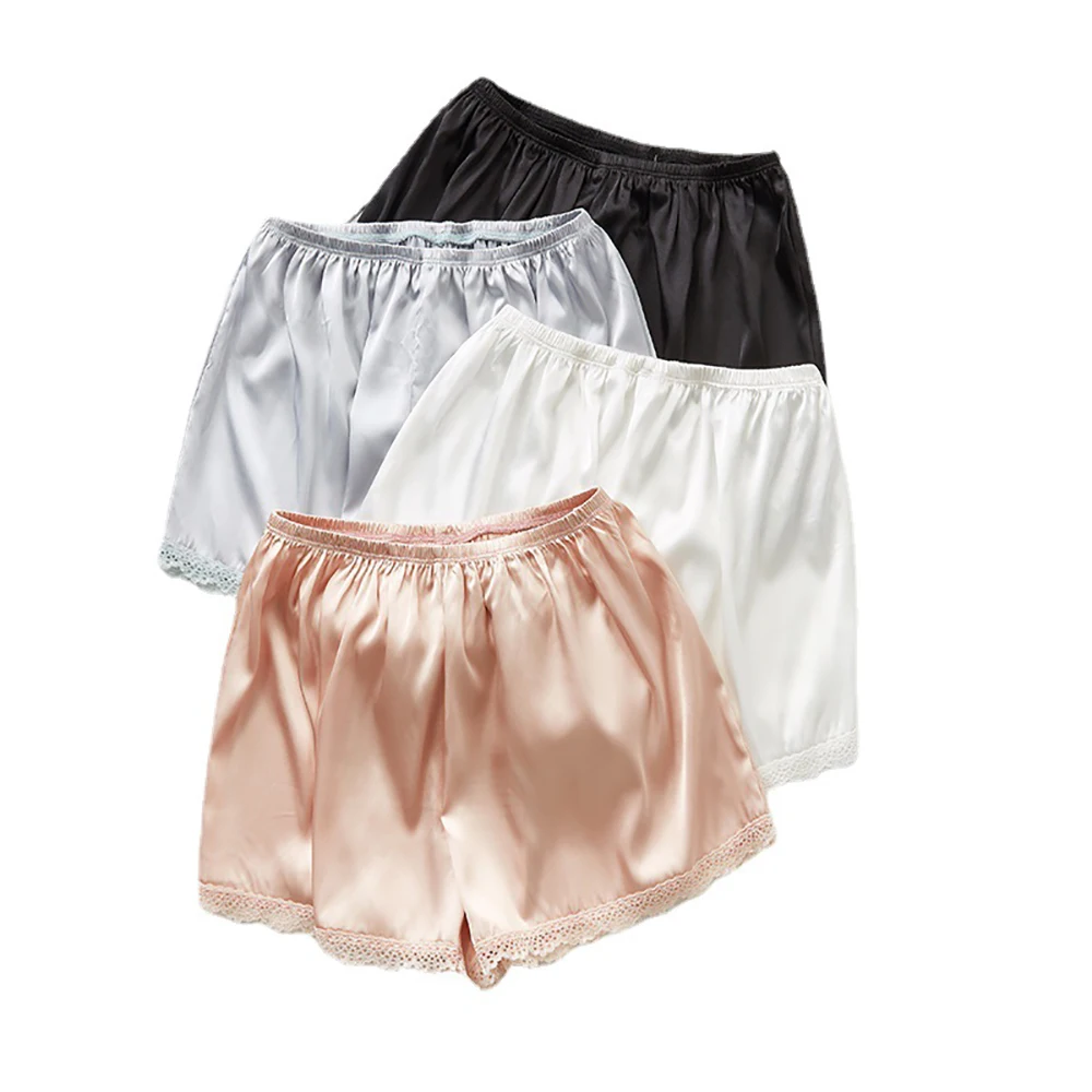 Light-Proof Thin Women Elastic Waist Satin Spring Summer Women's Breeches Boxer Panties Lace Safety Shorts Pants