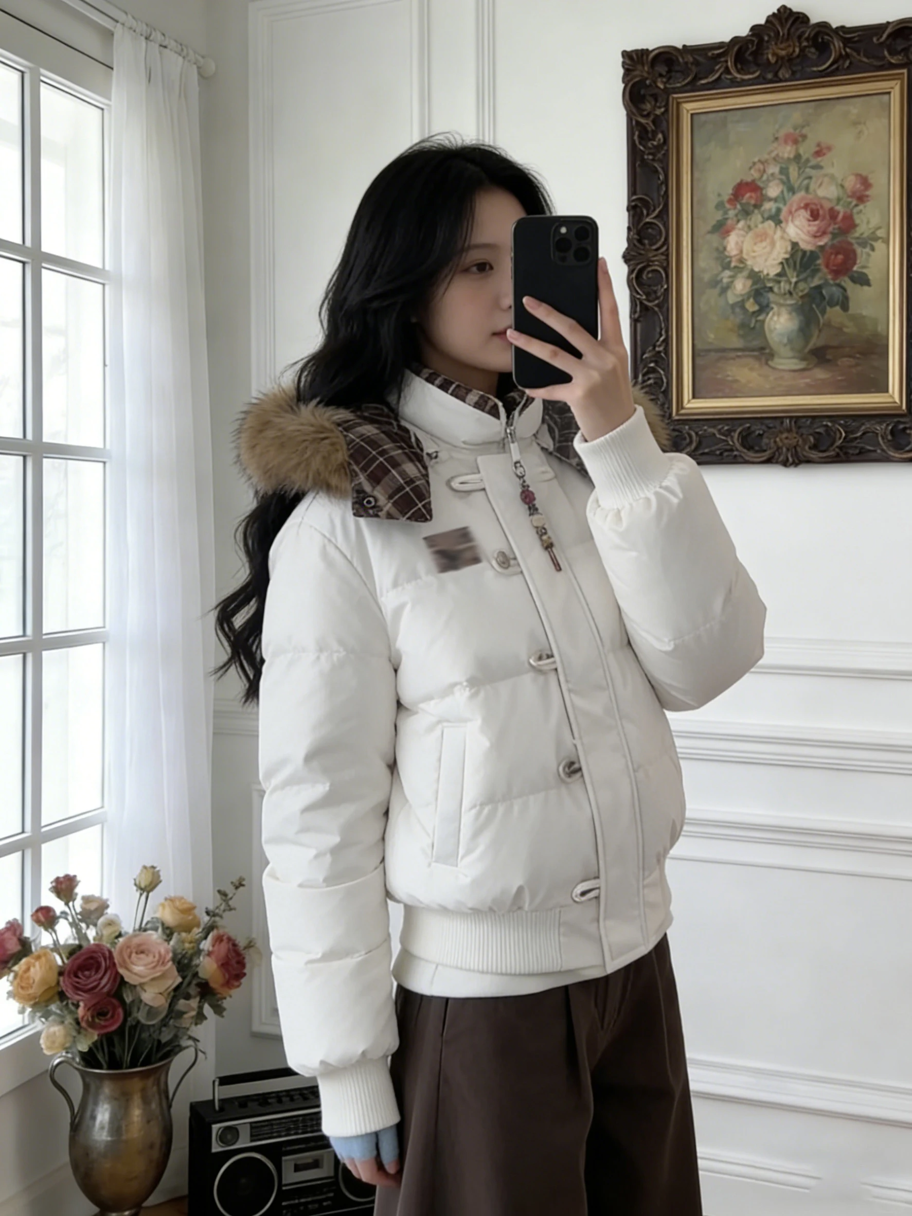 

Korean Sle Thiened ort Bread Sle Jaet Women's Winter Coat with Fur Collar And Hat Warm Cotton Clothes for Ladies