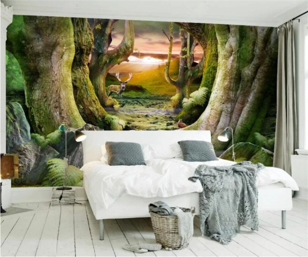 

Customized nature landscape mural wallpaper Northern Europe elk forest forest Living Room TV Bedroom Home Decor Wall Painting