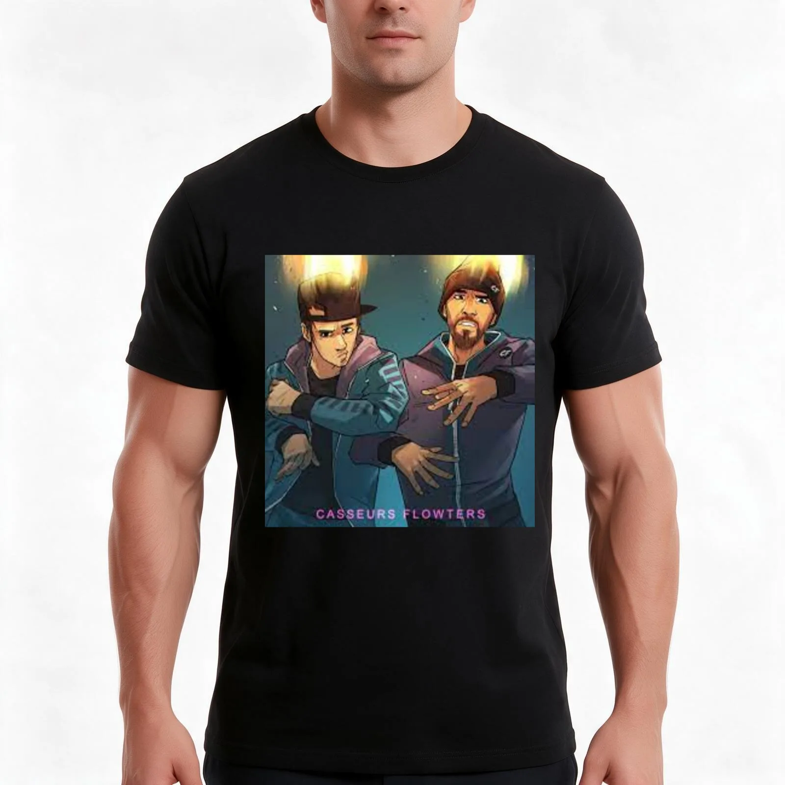 breakers flowters, Orelsan and gringe T-Shirt, Summer Casual Cotton Tee, Oversized Streetwear Tops, Vintage Graphic Print
