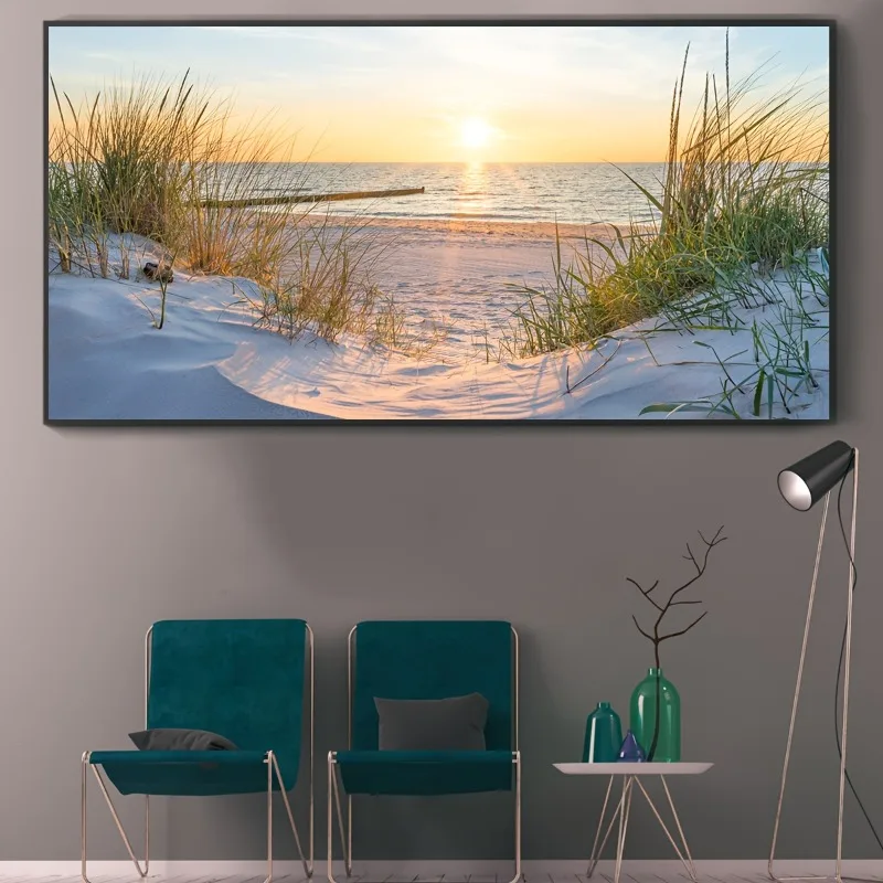 Beach Sunset Wall Art Posters Large Landscape Canvas Painting Print Nordic Wall Decoration Picture for Home Decor Unframed