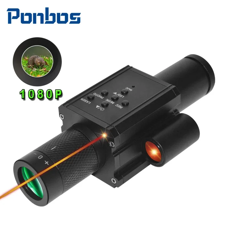 Ponbos TD-02 Wildlife Tactical Monocular Telescope 1080P UHD 4X Digital Zoom 200M Infrared Night Vision Scope Sight for Hunting