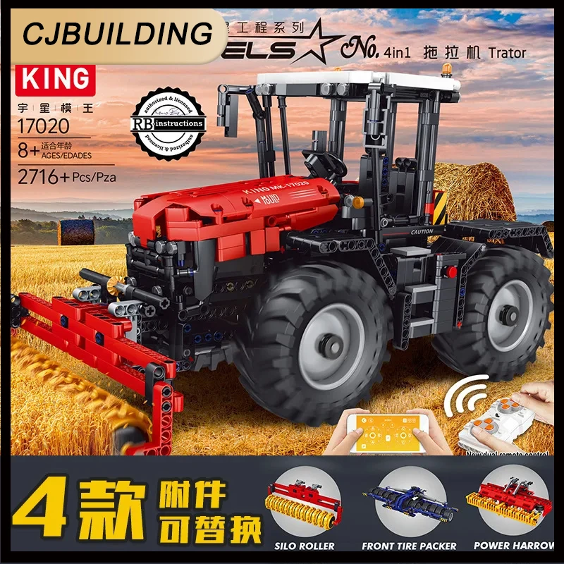 MOULD KING MOC High-Tech truck The RC 17020 4 in 1 Tractor Fastrac Set Building Blocks Bricks Kids Educational Toys