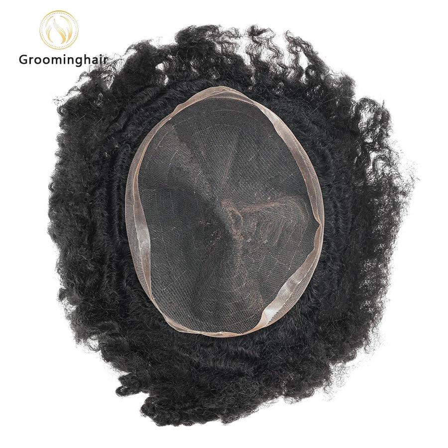 Unidades de cabelo afro suíços para homens peruca completa de cabelo humano 8x10 onda 8mm peruca para homens negros