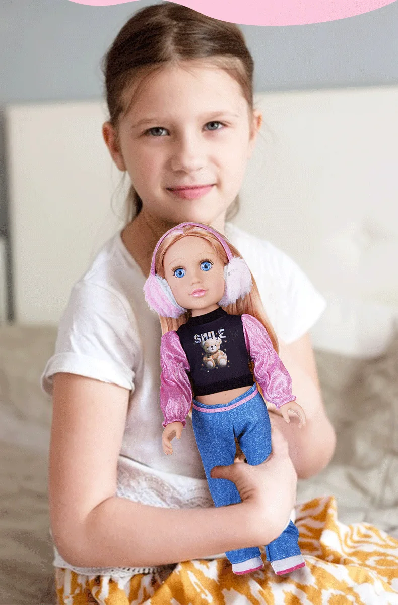 Kawaii 18 Inch Reallistic Silicone Simulation Doll With Clothes American Dolls Playing House Game Best Birthday Christmas Gift