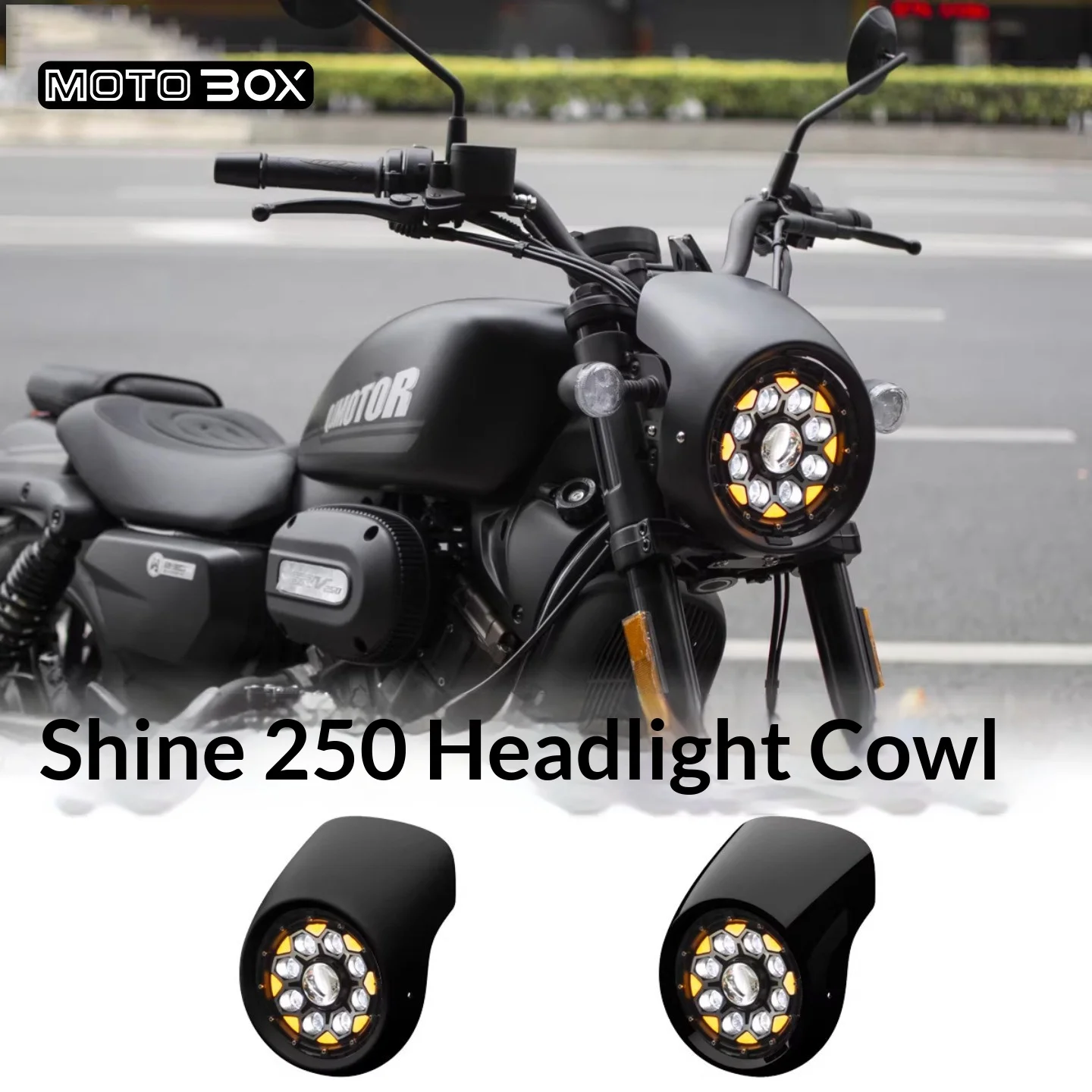 【Premium】For QJMOTOR Flash 250 Modified Headlights: Flash 300 High-Brightness Headlamps. Specialized front cover accessory for “