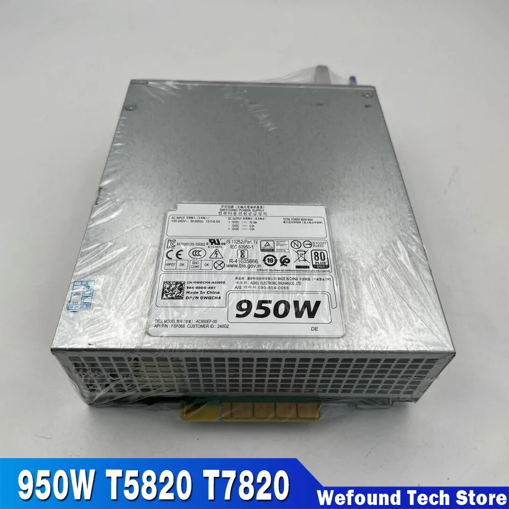 For DELL 950W T5820 T7820 Workstation Power Supply AC950EF-00 WGCH4 CXV28