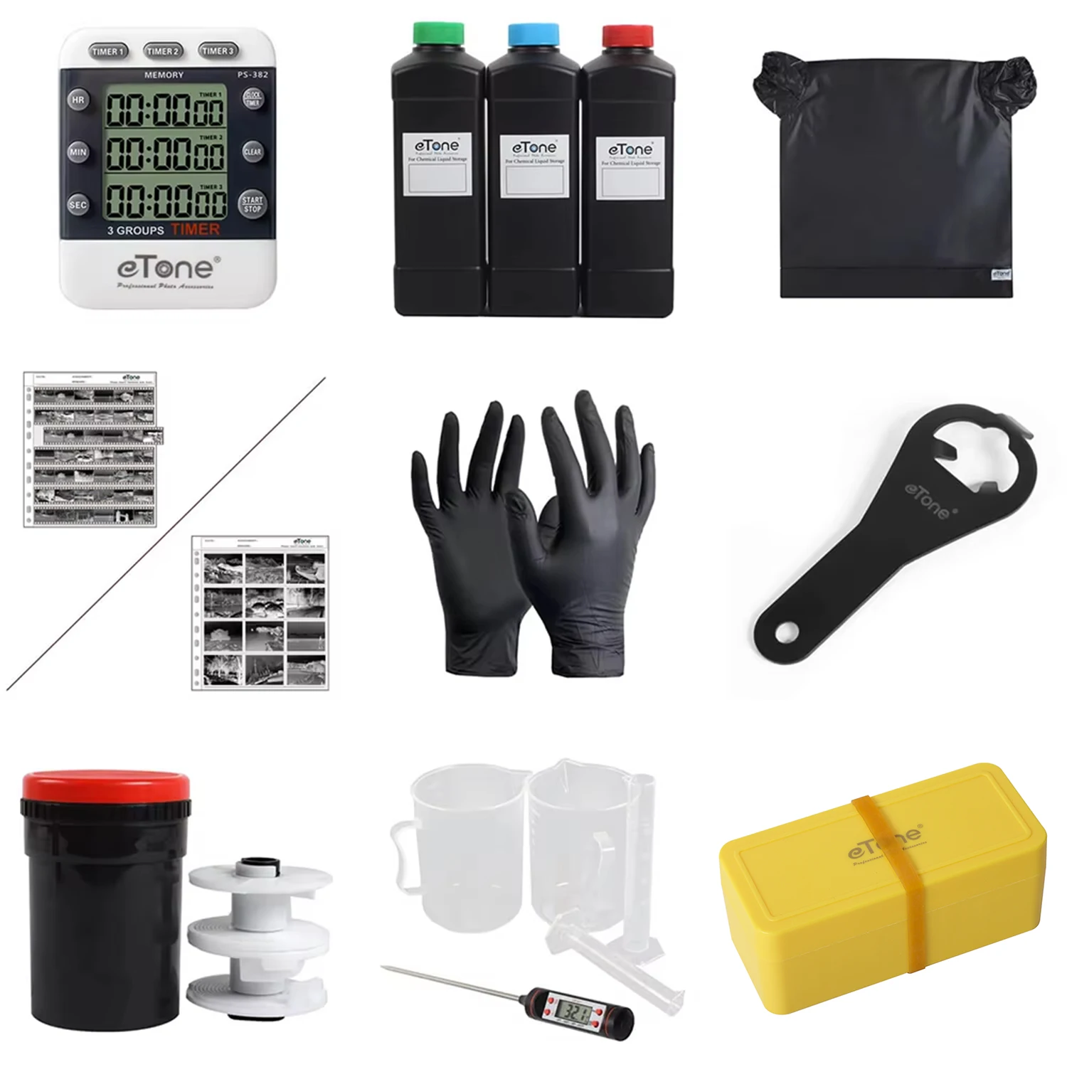

35mm 135 120 Film Developing Kit Film Changing Bag Storage Case Acid-free Storage Bag Darkroom Developing Tank Chemical Bottles