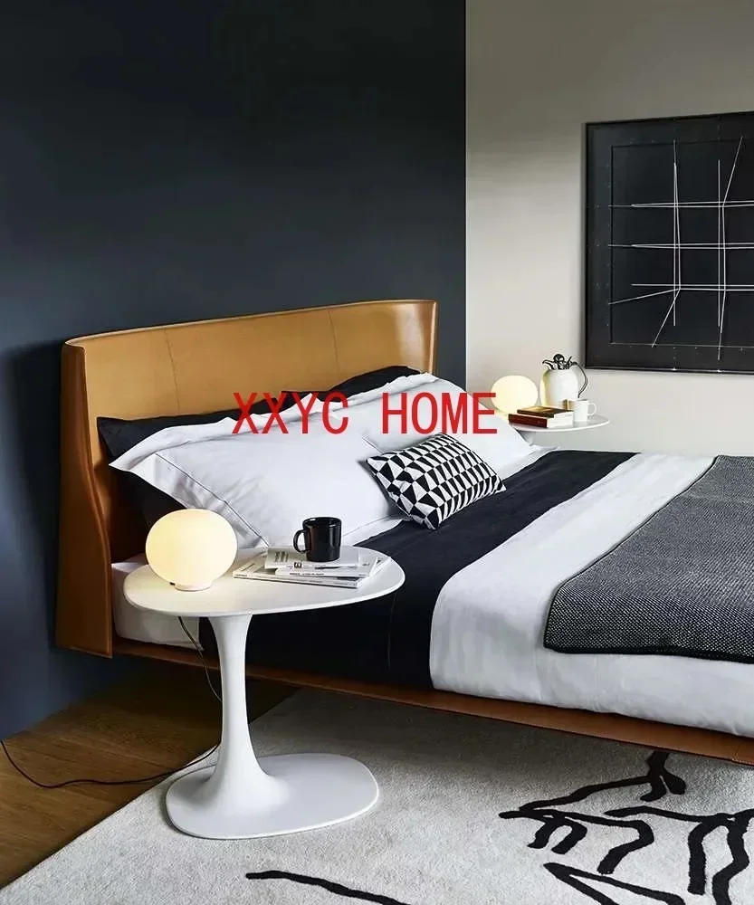 High-End Saddle Leather Ultra-Thin Suspension Floating Internet Celebrity Master Bedroom 1.8 Marriage Bed