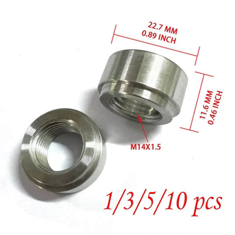 1/3/5/10 PCS Aluminum M14X1.5 Pipe Thread Weld Bung Adapter Connector Nut on Bung Pipe Fitting for Welding