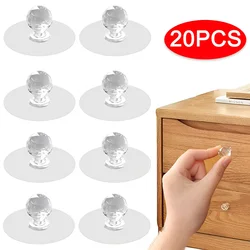 Transparent Crystal Door Knobs Cabinet Drawer Door Knobs Handles Self-adhesive Handle with Hooks Function Door Wall Decor