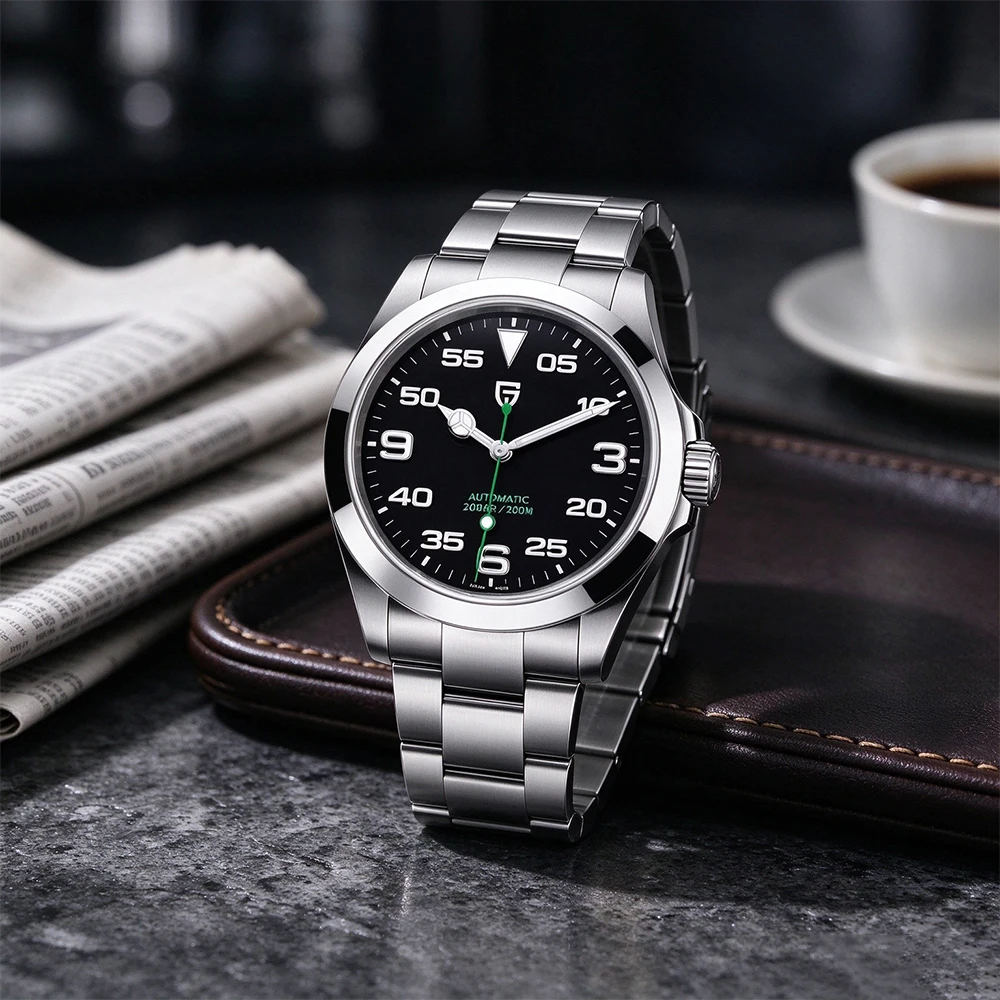 PAGANI DESIGN 2026 40MM Air-King Luxury Brand Men Automatic Watch Stainless Steel Mechanical Watch Sapphire AR Coating 200m Waterproof Automatic Watch for Men Gift Watch