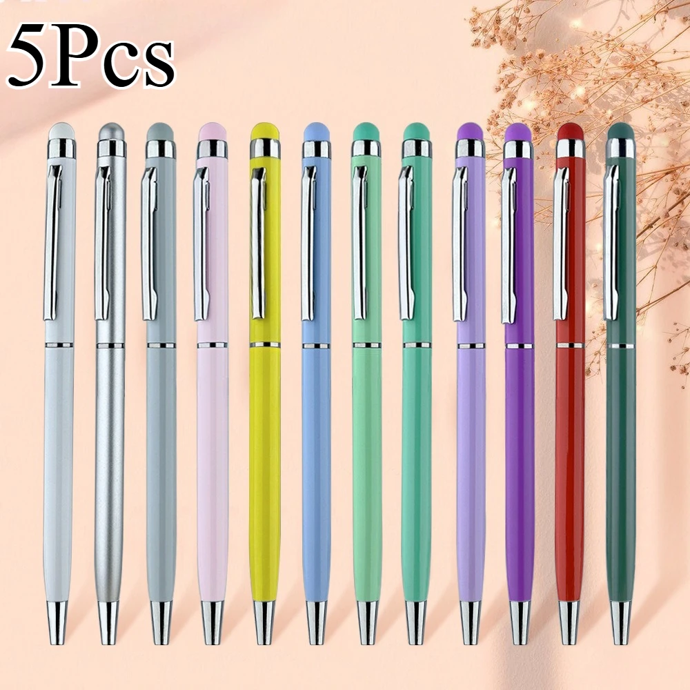 

Набор из 5 стилусов 2-в-1 для сенсорных экранов и письма, универсальные емкостные стилусы-шариковые ручки, батарейки не требуются, компактные.