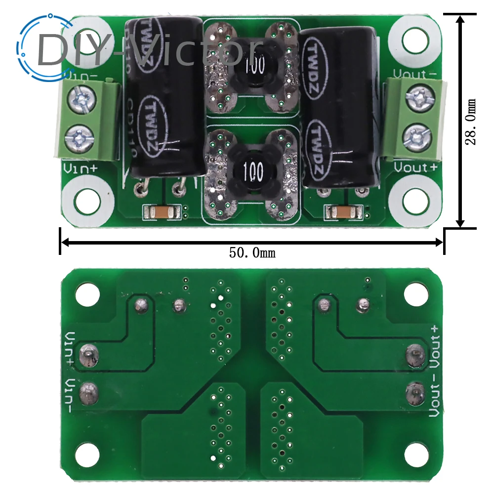 0-50V 2-4A DC power supply filter board Class D power amplifier Interference suppression board car EMI Industrial control panel