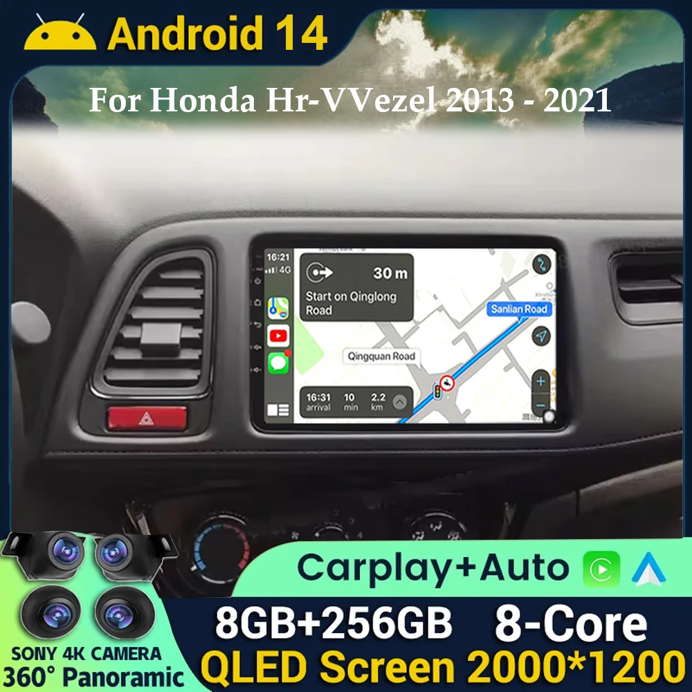 

Android 14 Carplay Auto For Honda Vezel HR V HRV XRV 2015 2016 2017 2018 2019 2020 Multimedia Stereo Player GPS Navigation Wifi