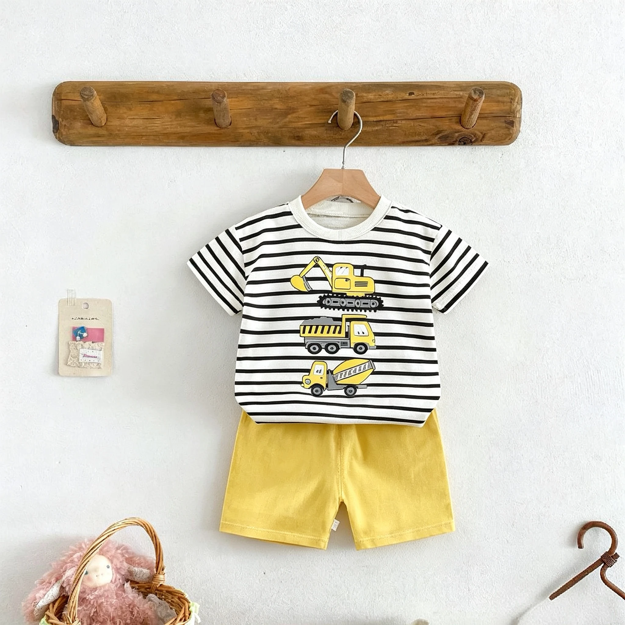 Baby Girls And Boys Short Sleeve T-shirt + Shorts Two Piece Set Summer Clothes Casual Kids Tracksuits Cartoon Cotton Toddler Set