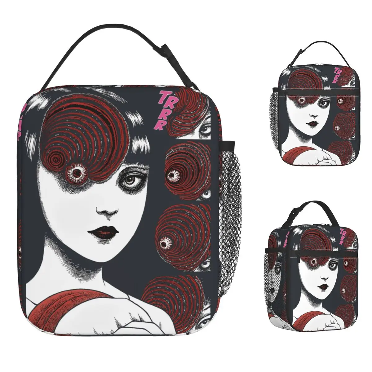 

Junji Ito Japanese Anime Lunch Bag Zipper Lunch Box Unisex Outdoor Picnic Cooler Bag Casual Waterproof Thermal Tote Handbags