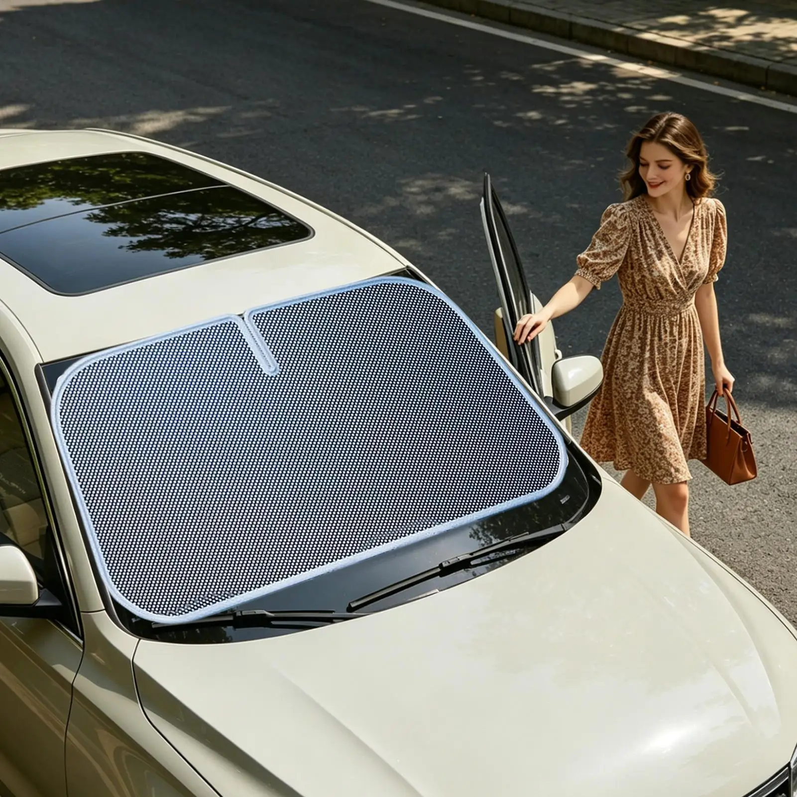 

Car Windshield Sun Shade Heat Blocking UV Shield Foldable Front Window Sunshade for Cooling Privacy Auto Truck SUV Vehicle