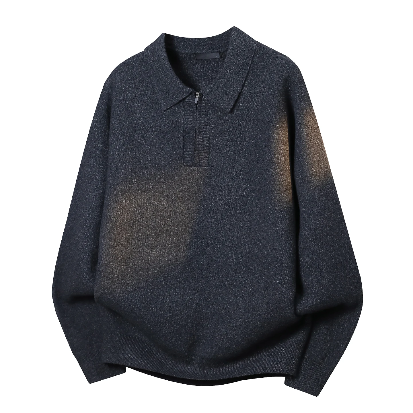 

Мужской вязаный свитер на молнии, повседневный, свободного кроя, с отложным воротником, цветной, зимний, модный, из смесового полиэстера, удобный, с длинными рукавами