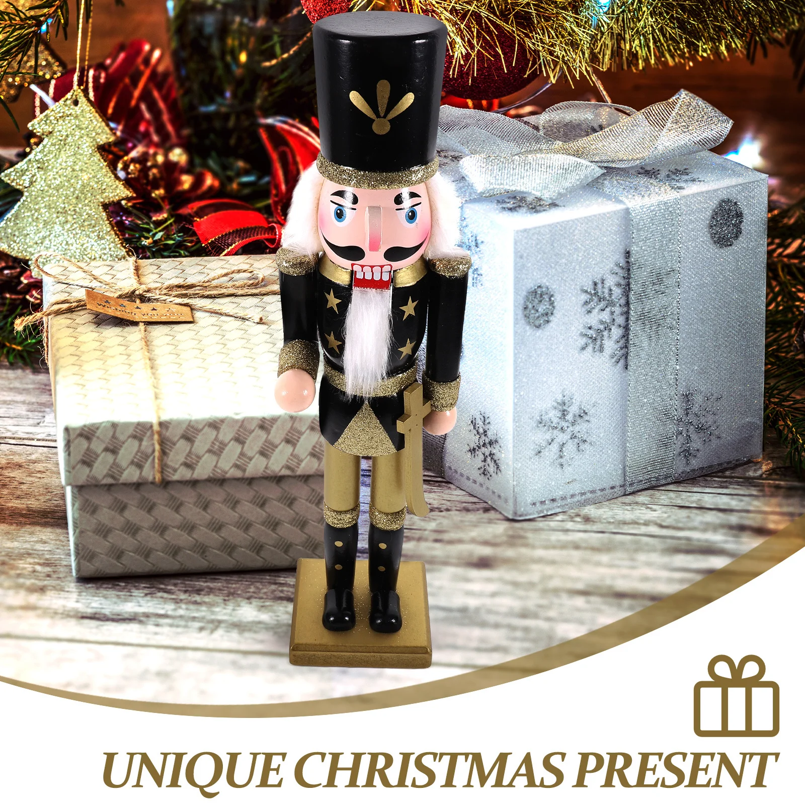 

Exquisite Wooden Nutcracker Christmas Decoration Festive Xmas Figure for Tabletop Home Office Bar Shelf Decorative Piece