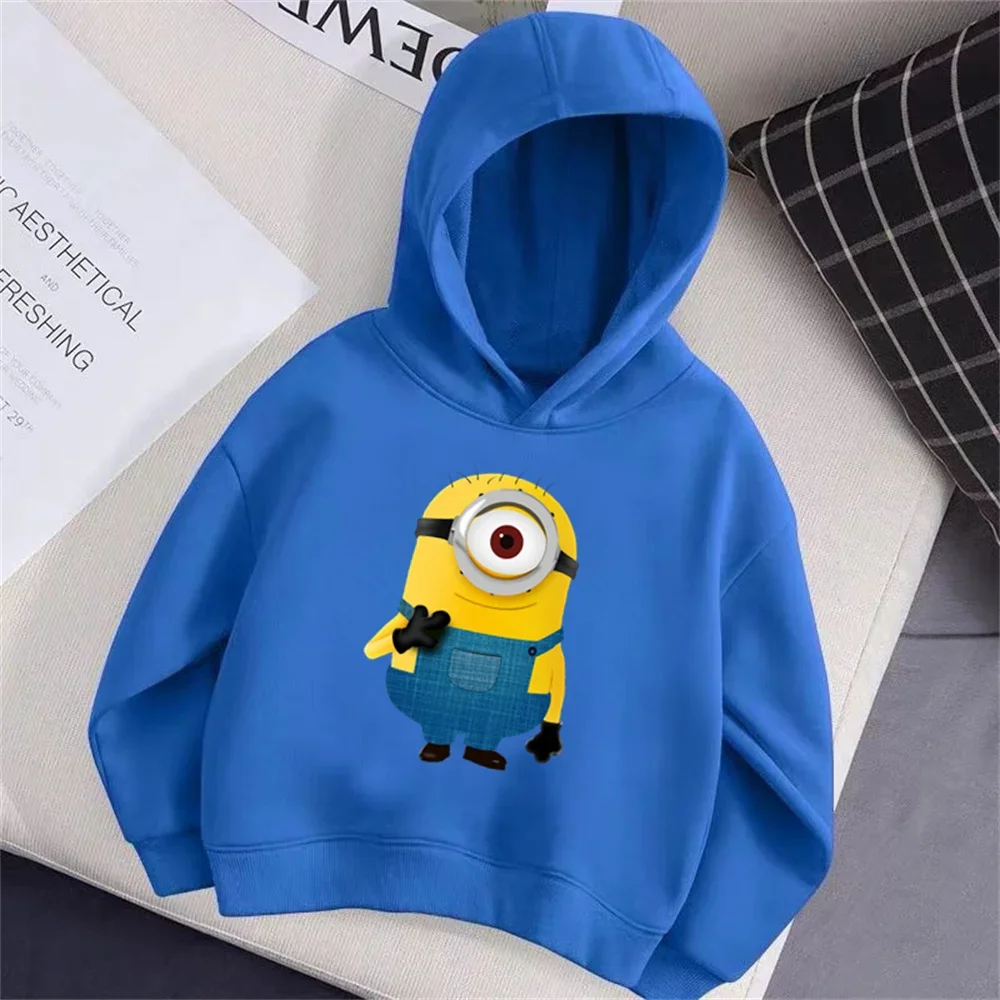Erschwingliche Langarm-Kapuzenpullover der Minion Animated Series. Modische und bequeme Frühlings- und Herbstkleidung für Kinder mit cooler Haltung
