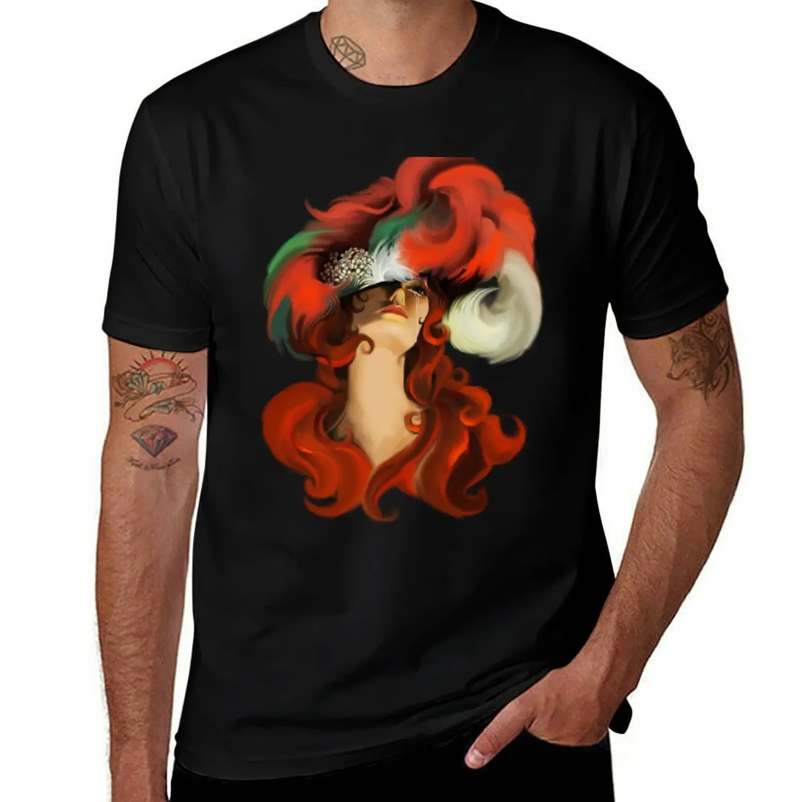 Art Nouveau Alphonse Mucha Inspired Victorian Woman T-Shirt Casual Loose Daily Wear T-Shirt