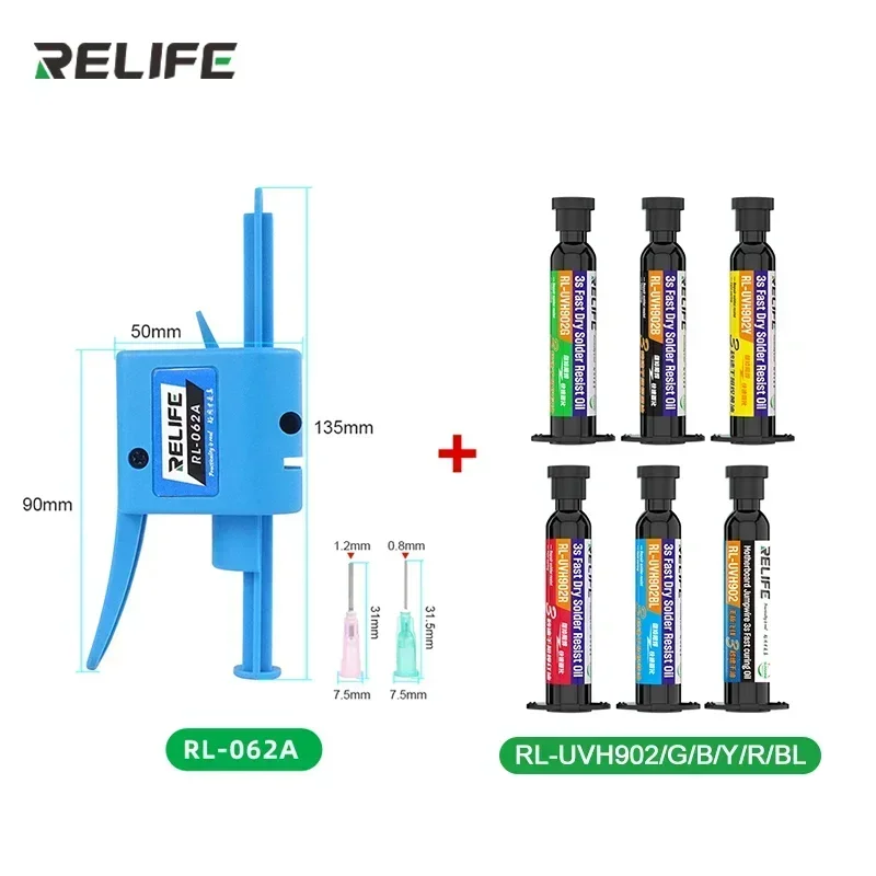 RELIFE RL-UVH902 10CC 3S Nano-Lötmaske für die Reparatur von Mobiltelefonen, Sprungdraht, UV, schnell trocknend, aushärtend, Schweißpaste, Flussmittelöl