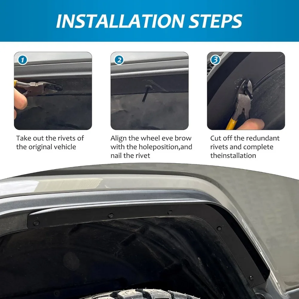 Fender Off Road Front Rear Fenders Compatible With Jeep Wrangler JT 2020 2024 Sport Willys Bolt On ABS Mud Protection