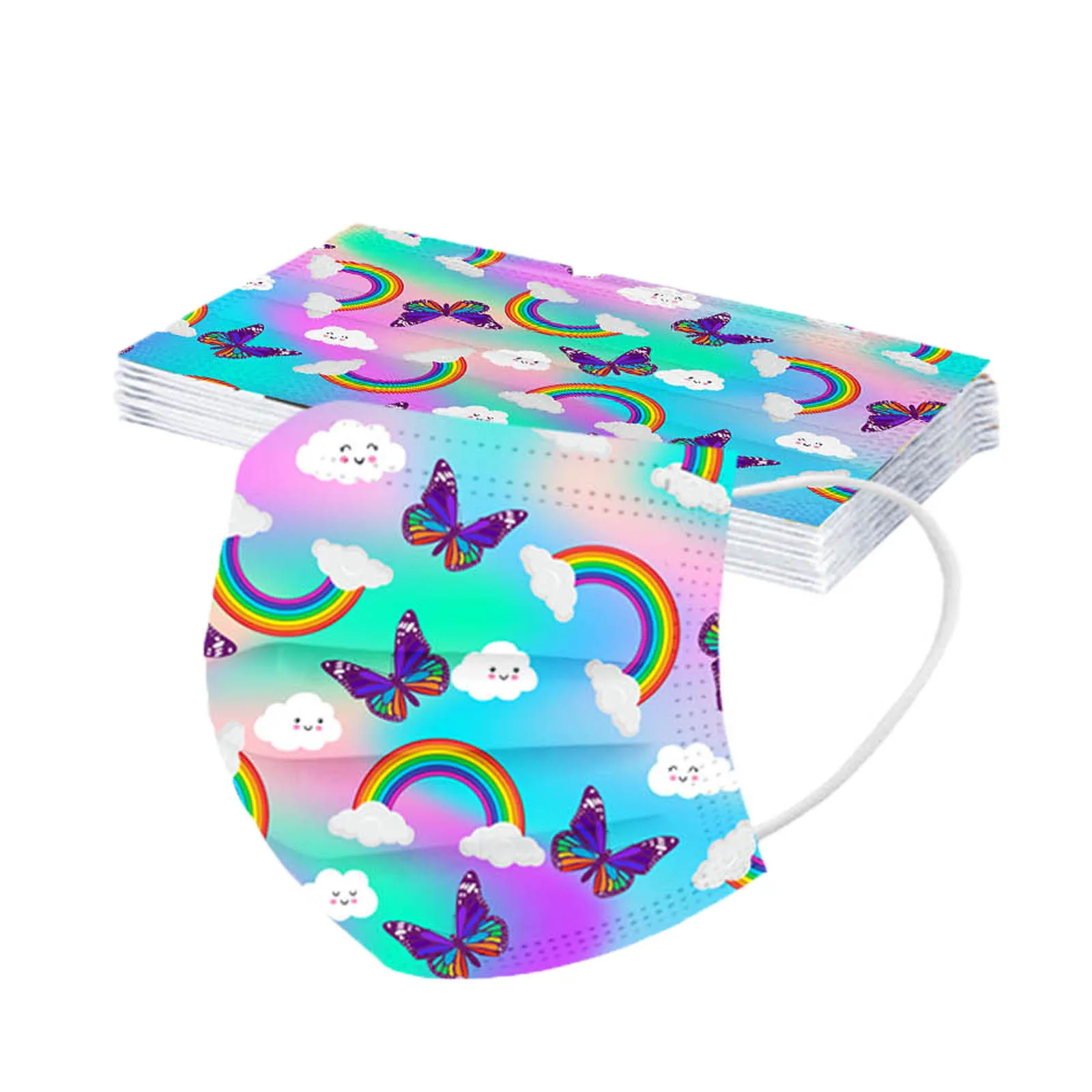 أقنعة مطبوعة يمكن التخلص منها 50 قطعة أقنعة أطفال مطبوعة بألوان قوس قزح مختلطة كارتونية لطيفة شخصية إبداعية محمولة يوميًا #4