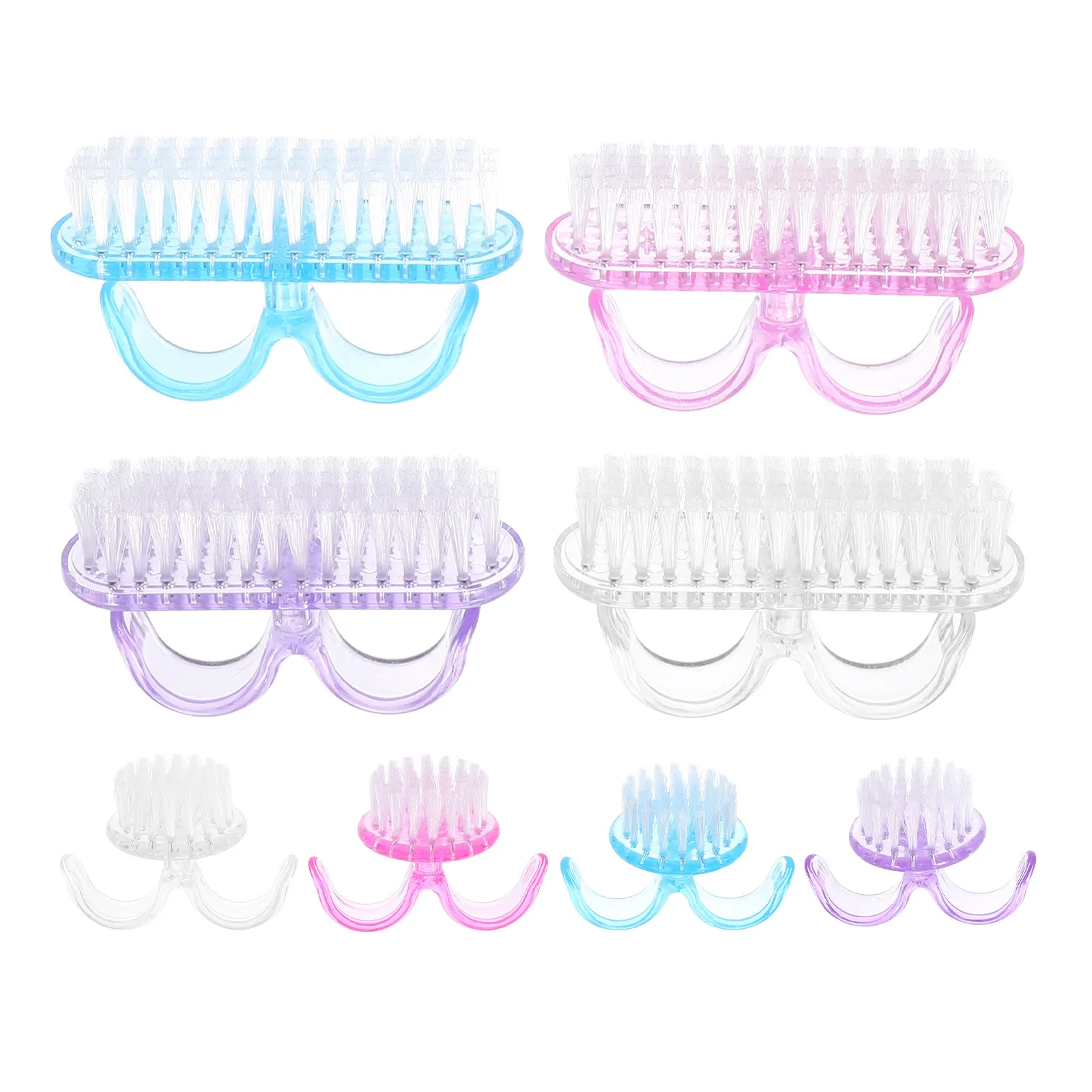 

8Pcs Compact Nail Cleaning Brush Soft Plastic Body Ergonomic Design for Nail Dust Powder Removal Travel Salon Manicure Tools