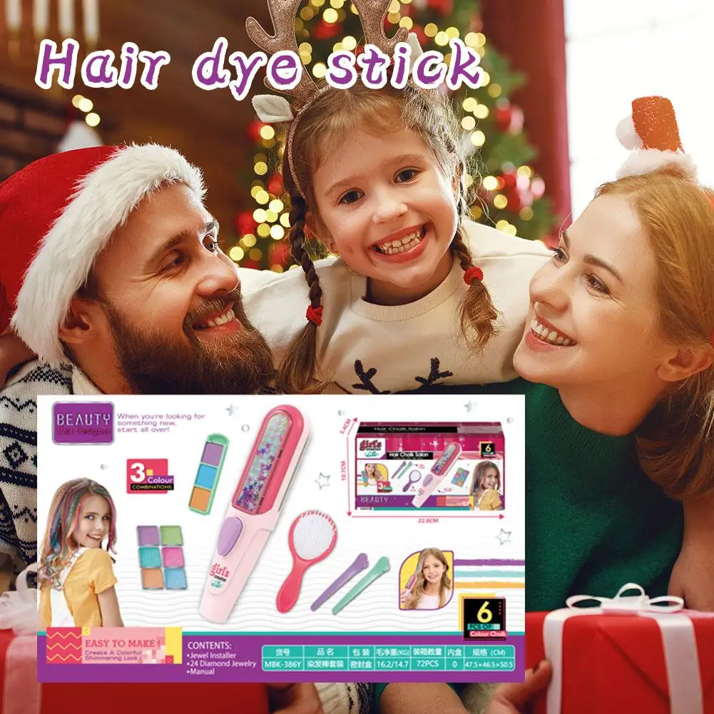 

Children's Hairdressing Hair Dyeing Stick DIY Hair Styling Tool Hair Accessories Toy Gifts Children's Christmas Makeup Dress Up