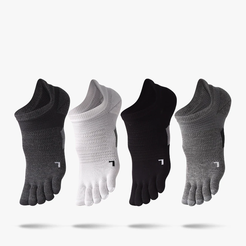 4 pares de calcetines deportivos de cinco dedos para hombre, suaves y transpirables, calcetines cortos de caña baja para maratón, calcetines para senderismo al aire libre