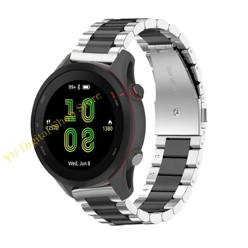 

96ba Sports Band Bristband для Garminforerunner 255 Watch Metal Steel Steel Steel Steel