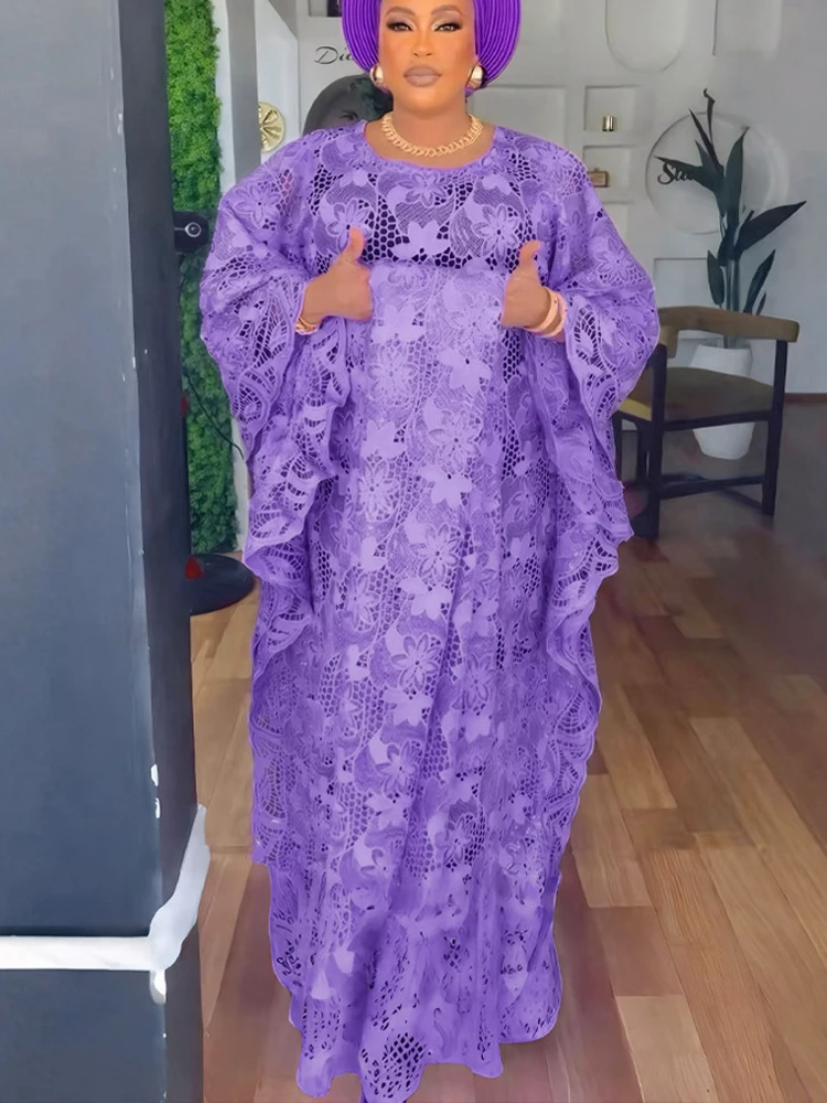 

Traditional Lace Dresses For Women Wedding Party Prom Gown Dubai African Luxury Evening Dress 2 PCS Set Clothing Hijab Abayas