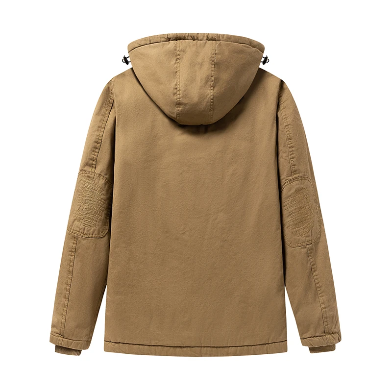 Winter Fleece Thickening Men Jacket New Keep Warm Removable Hat Coats Outdoor Fashion Loose Versatile Casual Solid Tops Men