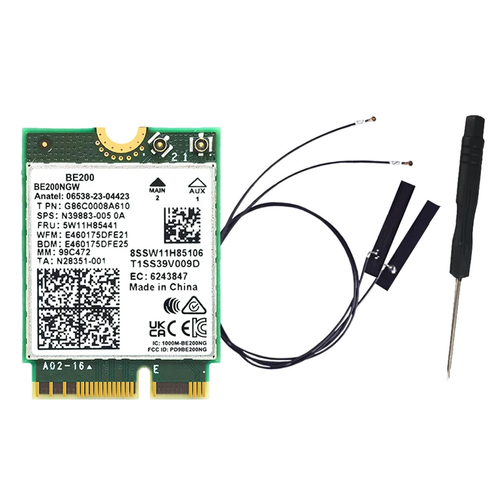 WIFI 7 BE200 BE200NGW WiFi Card+Antenna BT 5.4 802.11AX Tri-Band M.2 NGFF Wireless Network Adapter for Win10/11