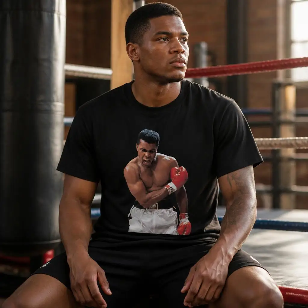 Muhammad-Alis Boxing T Shirts Casual Tees Short Sleeve Round Collar T-Shirt Pure Cotton Tops