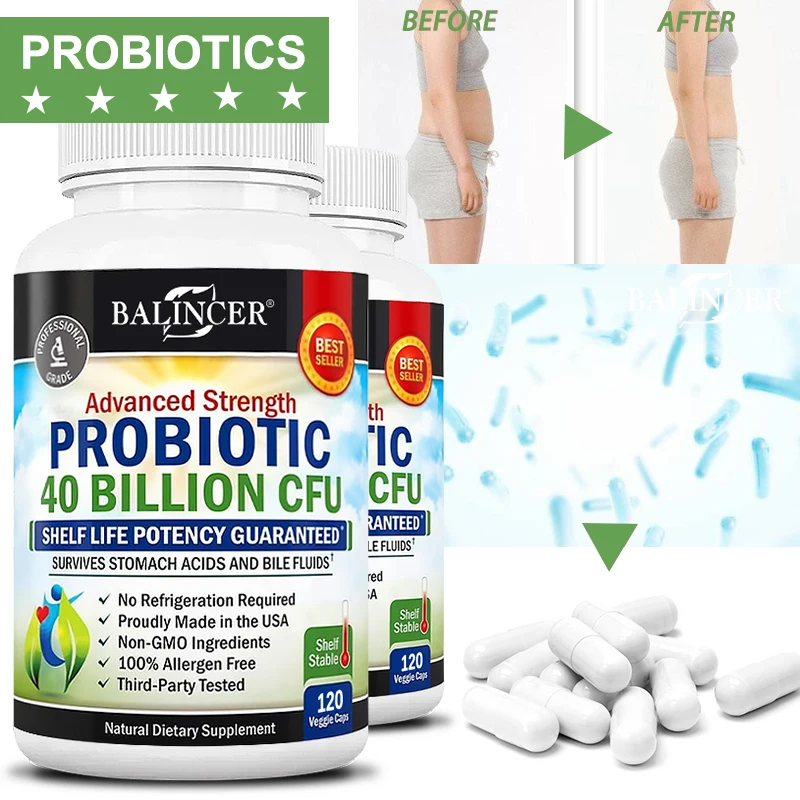 High Strength - 40 Billion Cfu Probiotic Capsules Contain 4 Powerful and Effective Probiotic Strains