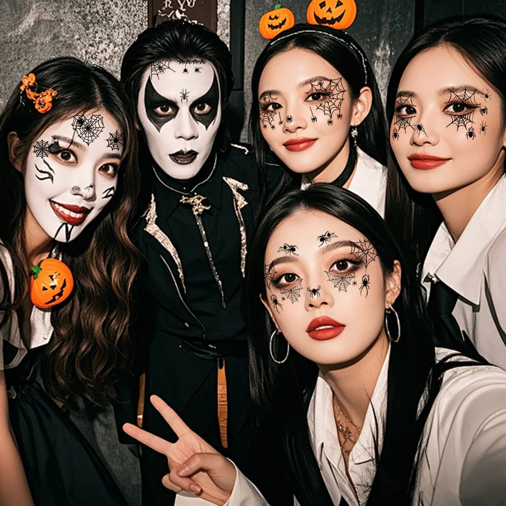 

10 Pcs Halloween Temporary Face Tattoos Spider Eye Corner Sticker High Quality Festival Party Makeup Decoration