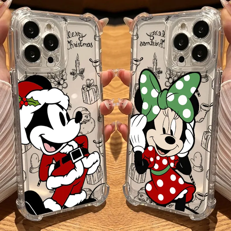 

Merry Christmas Disneys Phone Case Clear For iPhone 17 16 14 15 11 12 13 Pro Max 16E 15 16 Plus 17Air Shockproof Anti-fall Cover